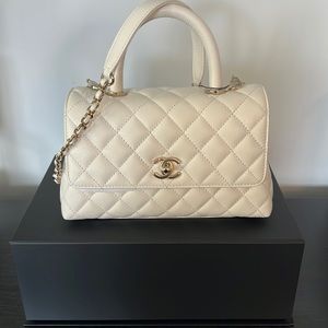 Chanel white top handle small